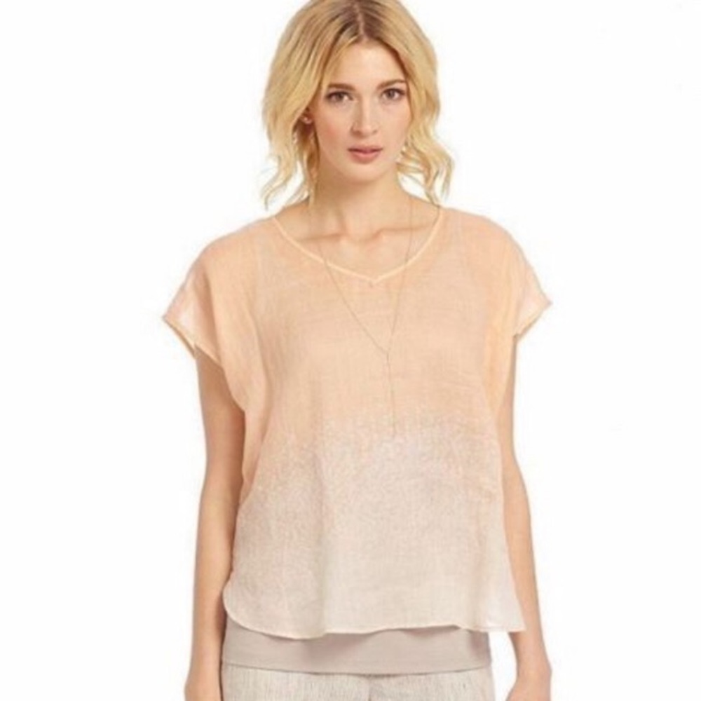 Eileen Fisher Alabaster Dapple Ombré Ramie Blouse
